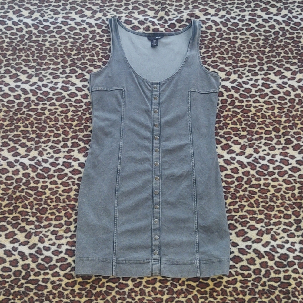 Gray denim mini dress